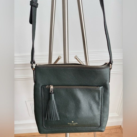 Kate Spade Deep Green Top Zip Pebbled Leather Crossbody Bag - Picture 4 of 11